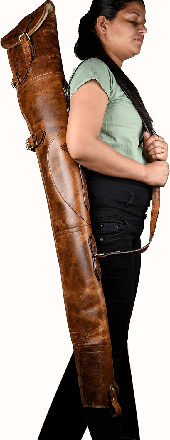 ValueBeltsPlus 3/4 Inch Leather Rifle Sling – Adjustable, Veg Tanned, USA Made (Black/Brown/Tan)