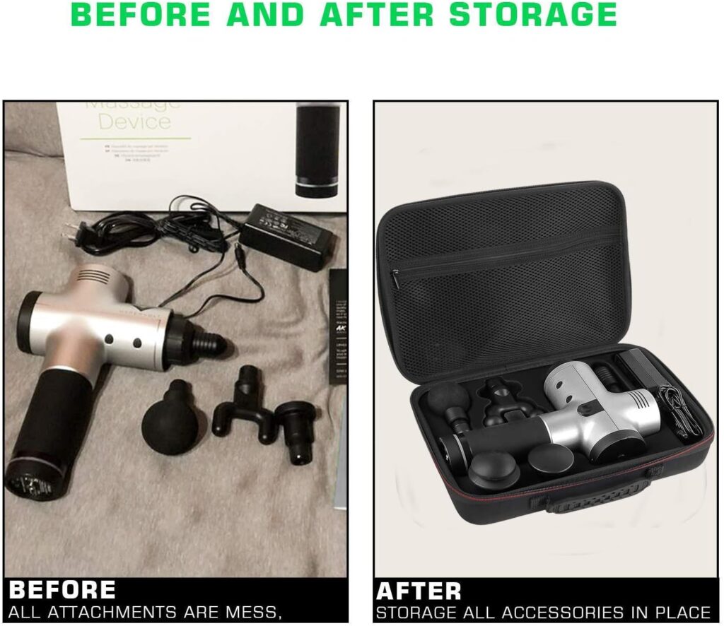 Case for Hypervolt/Hypervolt Plus/Hypervolt Bluetooth with 5 Attachment Slots, Hard Shell Portable Storage Bag for Vibration Massage Device, Shockproof Dustproof Travel Carrying Storage Bag