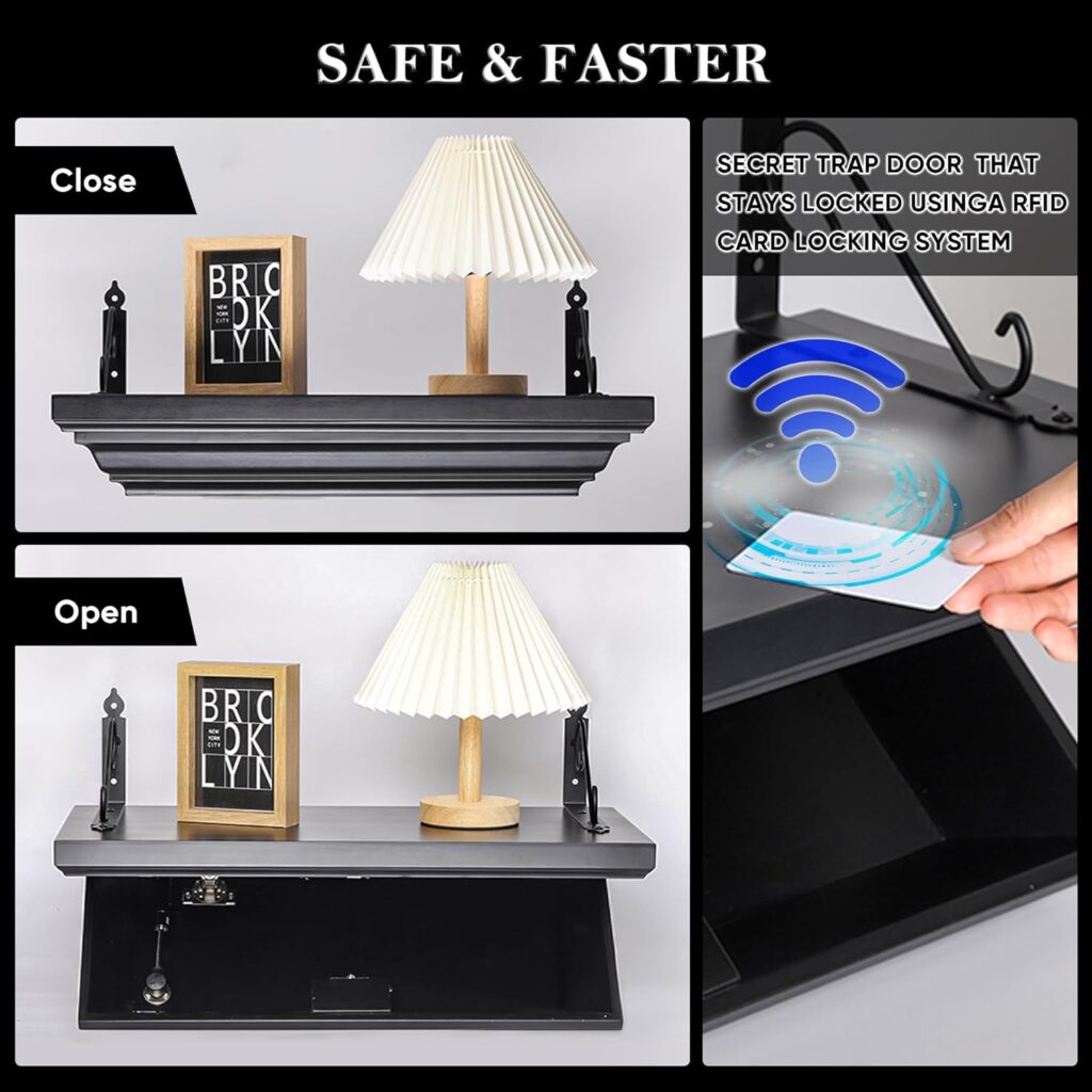Concealment Furniture, Hidden Trap Door, Automatic RFID Lock, Hidden Wall Safe for Home, Concealment Shelf with Hidden Compartment(Black,1 Pack) Concealment Furniture, Hidden Trap Door, Automatic RFID Lock, Hidden Wall Safe for Home, Concealment Shelf with Hidden Compartment(Black,1 Pack)