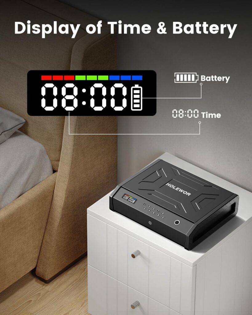 Gun Safe, Biometric Pistol Safe with LCD Display of Time Battery, Handgun Safe Fingerprint Quick Access Portable Gun Safes for Bedside Nightstand Car Gun Safe, Biometric Pistol Safe with LCD Display of Time Battery, Handgun Safe Fingerprint Quick Access Portable Gun Safes for Bedside Nightstand Car