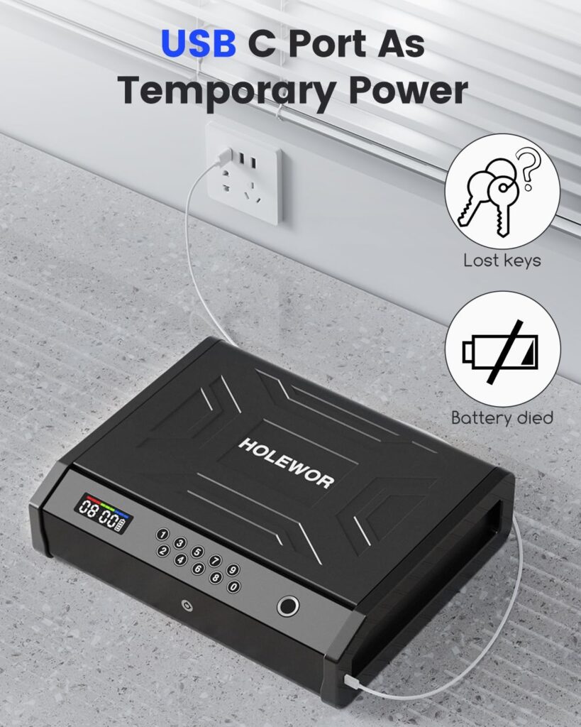 Gun Safe, Biometric Pistol Safe with LCD Display of Time Battery, Handgun Safe Fingerprint Quick Access Portable Gun Safes for Bedside Nightstand Car Gun Safe, Biometric Pistol Safe with LCD Display of Time Battery, Handgun Safe Fingerprint Quick Access Portable Gun Safes for Bedside Nightstand Car