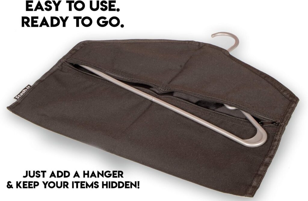 Hanger Diversion Safe by Stash-it, Hidden Pocket Safe, Fits Under Hanging Clothes with Pocket to Hide Valuables for Home or Travel