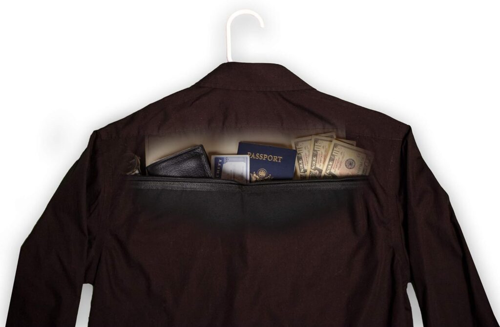 Hanger Diversion Safe by Stash-it, Hidden Pocket Safe, Fits Under Hanging Clothes with Pocket to Hide Valuables for Home or Travel