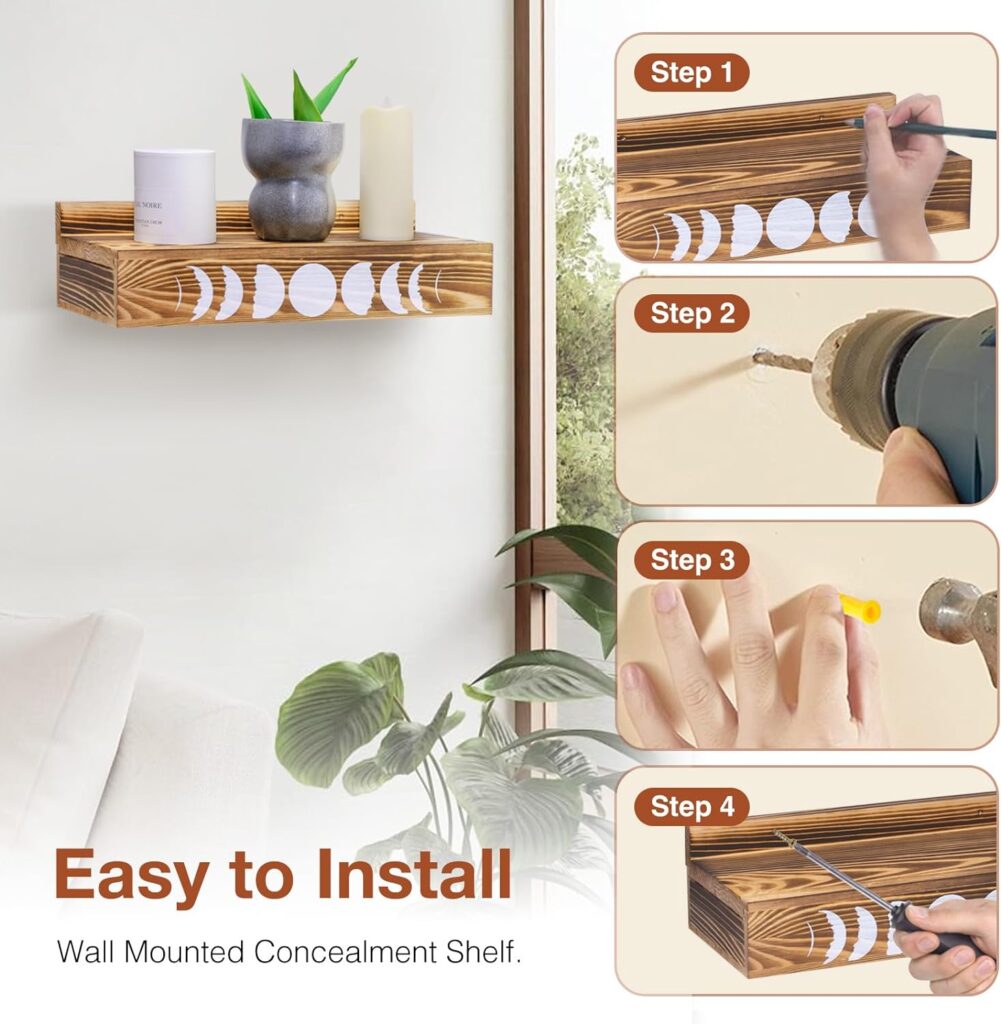 Hidden Storage Wall Shelf - Hidden Safe Concealment Shelf - Wall Shlef with Hidden Space - Wall Shelf with a Compartment for Valuable Items Storage - Hidden Storage Wall Decor