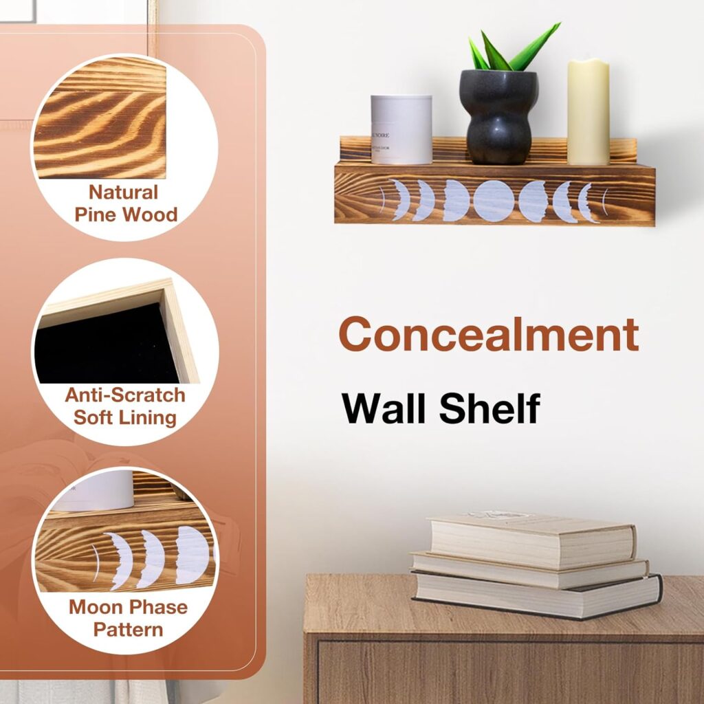 Hidden Storage Wall Shelf - Hidden Safe Concealment Shelf - Wall Shlef with Hidden Space - Wall Shelf with a Compartment for Valuable Items Storage - Hidden Storage Wall Decor