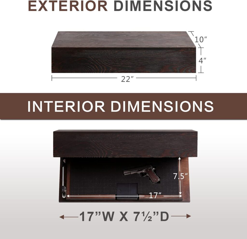 Husband Gift-Rustic Floating Shelf with Hidden Compartment for Gun Storage, Wall Shelves for Living Room Décor, Wooden Concealment Shelf, RFID Lock, Espresso Husband Gift-Rustic Floating Shelf with Hidden Compartment for Gun Storage, Wall Shelves for Living Room Décor, Wooden Concealment Shelf, RFID Lock, Espresso