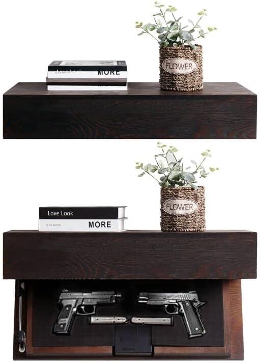 Husband Gift-Rustic Floating Shelf with Hidden Compartment for Gun Storage, Wall Shelves for Living Room Décor, Wooden Concealment Shelf, RFID Lock, Espresso Husband Gift-Rustic Floating Shelf with Hidden Compartment for Gun Storage, Wall Shelves for Living Room Décor, Wooden Concealment Shelf, RFID Lock, Espresso