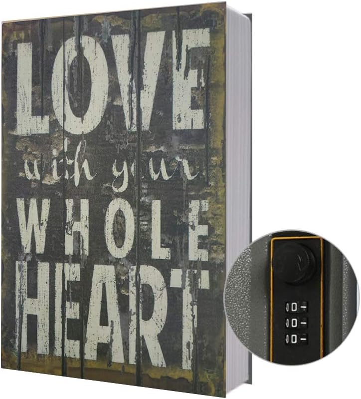 Large Diversion Book Safe Storage Box (Size 10.5×8×2.6) With Security Combination Lock, Dictionary Secret Hidden Safe (Love-Combination)