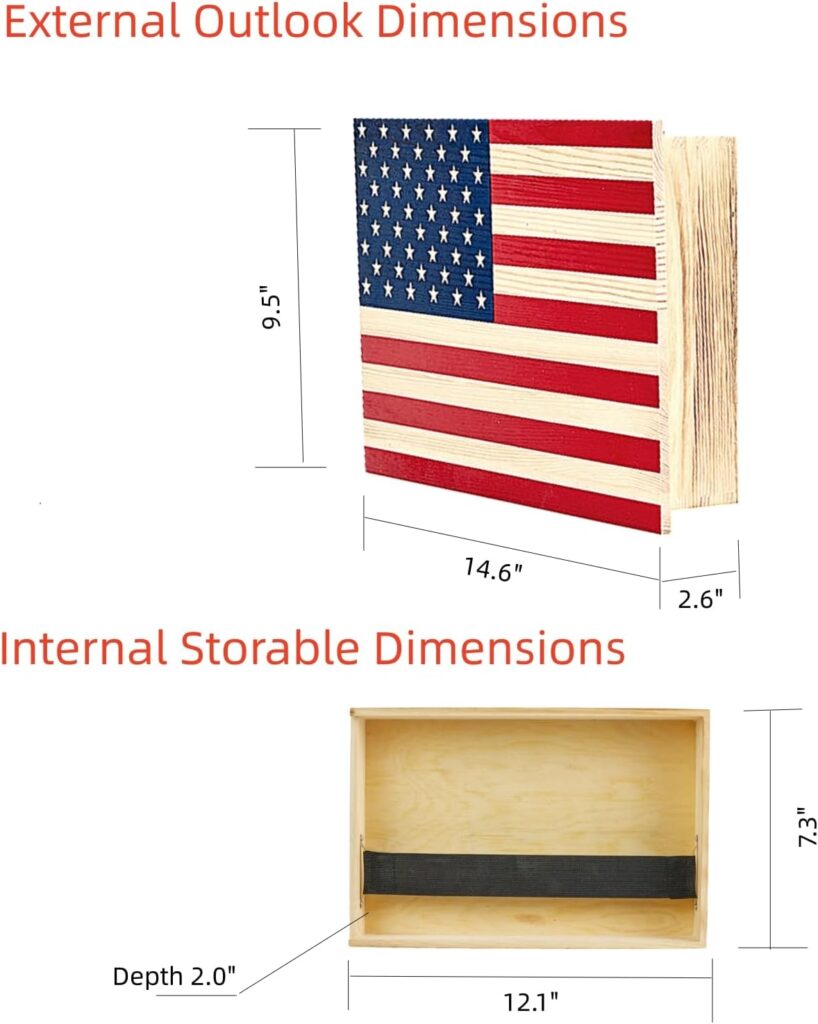 Pistols Wall Cabinet with Magnetic Lock, Wall Shelf Gun Safe, Handmade Wooden Box Storage (Wood Cover)