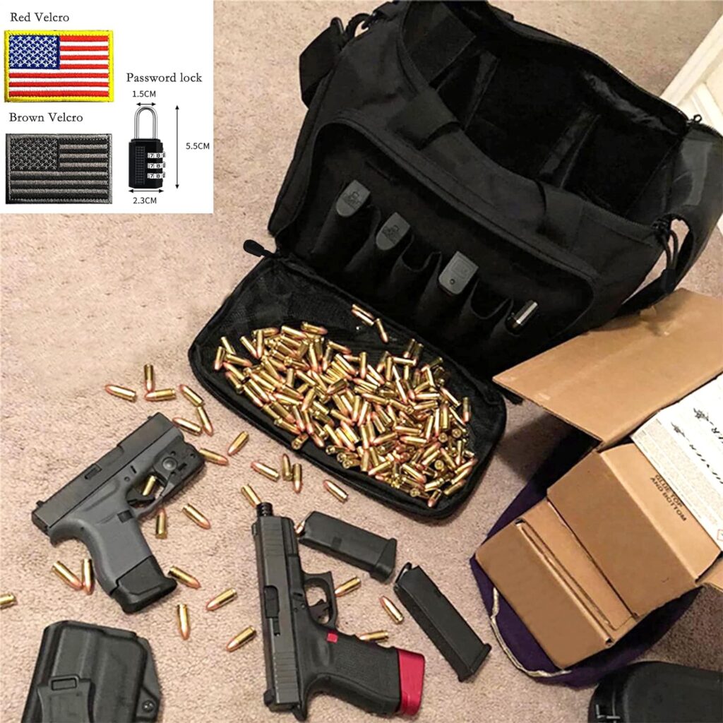 Tactical Gun Range Bag - 10L/30L Capacity Handgun and Ammo Range Bag, Pistol Bag For Outdoor Hunting Shooting Range - Holds 2-4 Pistols and 6 Magazines and Other Shooting Gear